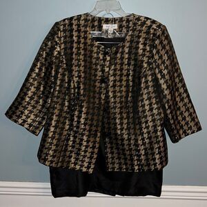 Le Suit Women’s 18 W beautiful formal dress blazer skirt Suit bronze & black